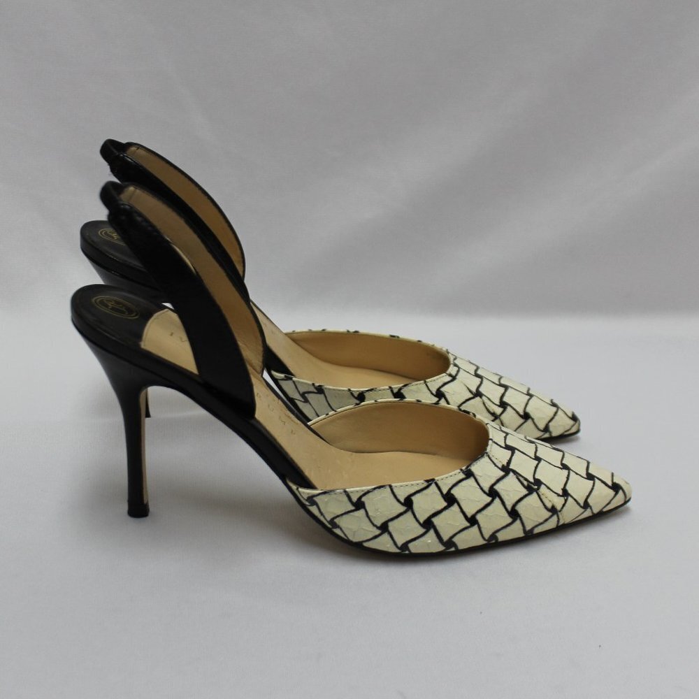 Ivanka Off-White and Black Slingback Heels - Picture 6 of 10
